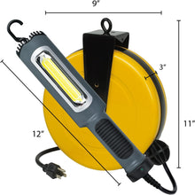 Load image into Gallery viewer, Professional Grade Retractable Cord Reel with LED Work Light, 50' 18/2 SJT, 1000 Lumen; ProReel