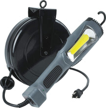 Load image into Gallery viewer, Alert ProReel 5030AM Retractable Cord Reel w/LED Work Light | 30' - 16/3 SJTOW Task Light Cord | 14W LED Shop Light Provides 1500 Lumens | Grounded Outlet with On/Off Handle Switch