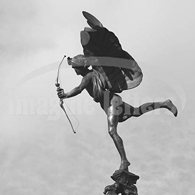 Imagine Letters Eros Statue on top of The Shaftesbury Memorial Fountain in Piccadilly Circus, London. Art Print 12 X 12 - with Optional Frame 18 X18. - MCA supply