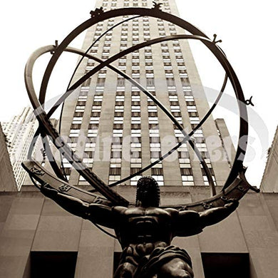 Imagine Letters Atlas' Bronze Statue in Front of Rockefeller Center in New York. Art Print 12 X 12 - with Optional Frame 18 X18. - MCA supply