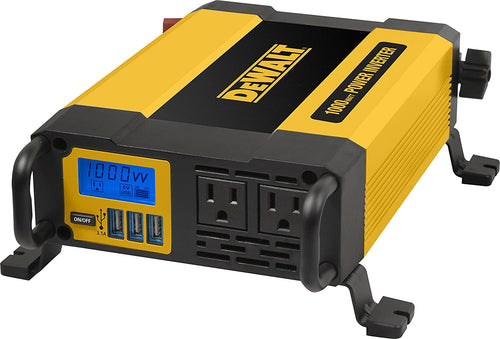 DEWALT DXAEPI1000 Power Inverter 1000W Car Converter with LCD Display: Dual 120V AC Outlets, 3.1A USB Ports, Battery Clamps - MCA supply